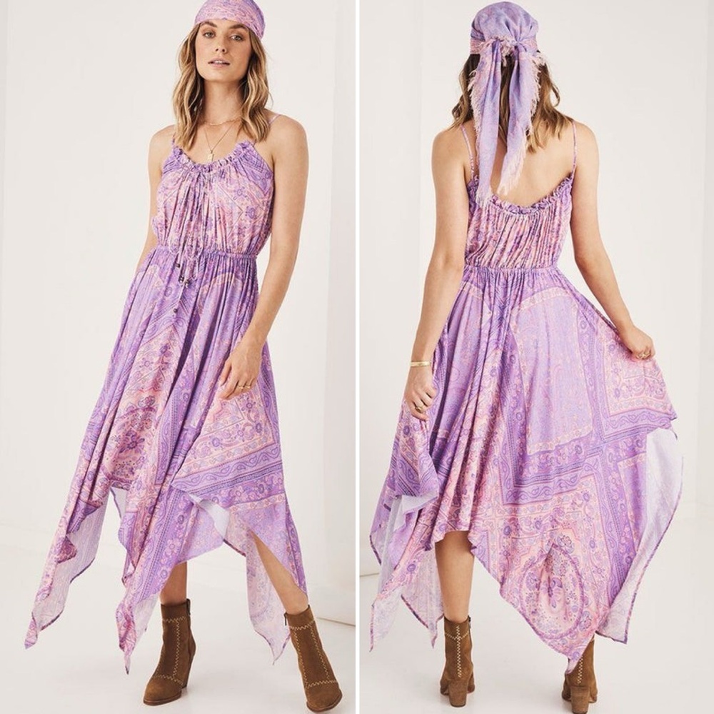 Spell and the Gypsy Collective Lilac Paisley Rayon Farrah Kerchief Dress